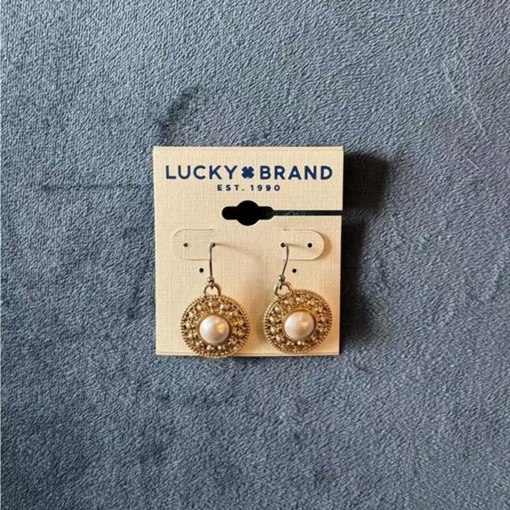 Brand new Lucky Brand Vintage Gold Pearl Earrings